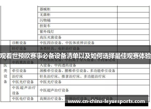 观看世预欧赛事必备设备清单以及如何选择最佳观赛体验