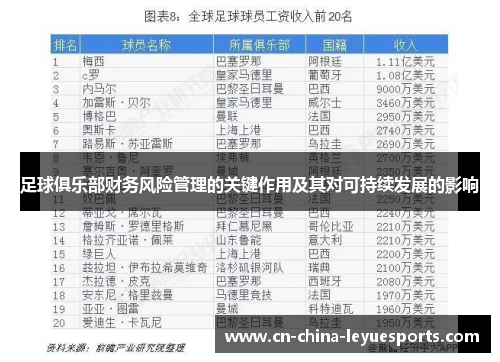 足球俱乐部财务风险管理的关键作用及其对可持续发展的影响 足球俱乐部财务风险管理的关键作用及其对可持续发展的影响