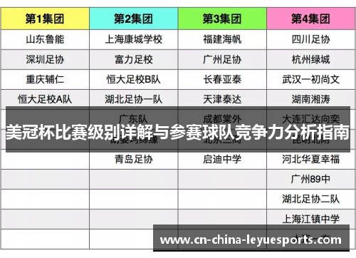 美冠杯比赛级别详解与参赛球队竞争力分析指南