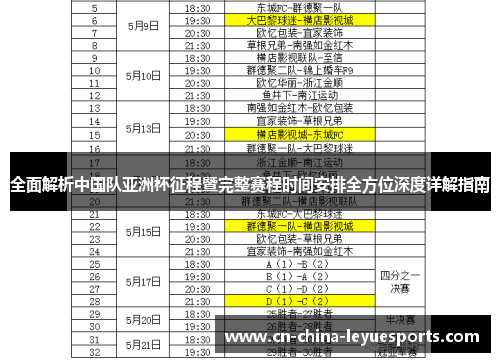 全面解析中国队亚洲杯征程暨完整赛程时间安排全方位深度详解指南