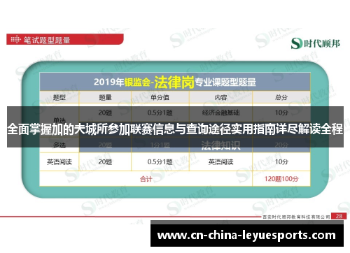 全面掌握加的夫城所参加联赛信息与查询途径实用指南详尽解读全程